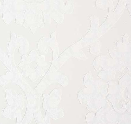 ivoor met wit parelmoer relief bloem baroque vinyl op vlies