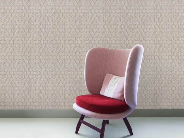 BN Wallcoverings Dimensions 219625 - Roze met creme by Edward van Vliet