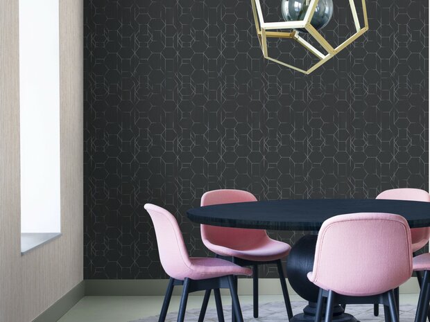 BN Wallcoverings Dimensions 219603 - Roze met goud by Edward van Vliet