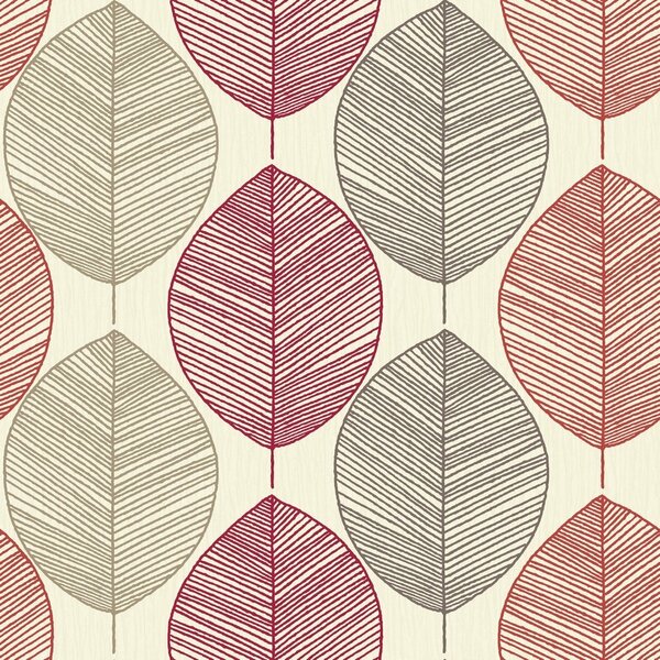 arthouse  retro leaf  red behang