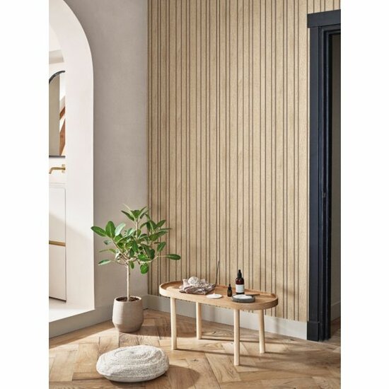 BN Wallcoverings Imagine 221003 - Grijs Bruin hout pannel look vinyl op vlies